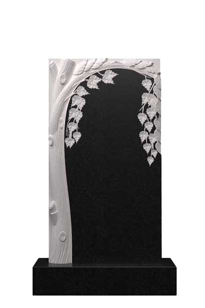 Вертикальный гранитный памятник с березой Д-64