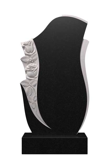 Вертикальный памятник из гранита с двумя розами Ц-123