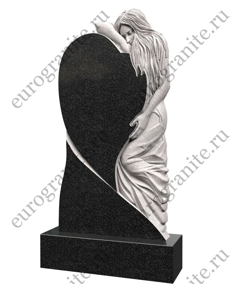 Памятник в виде сердца со скорбящей PS-10
