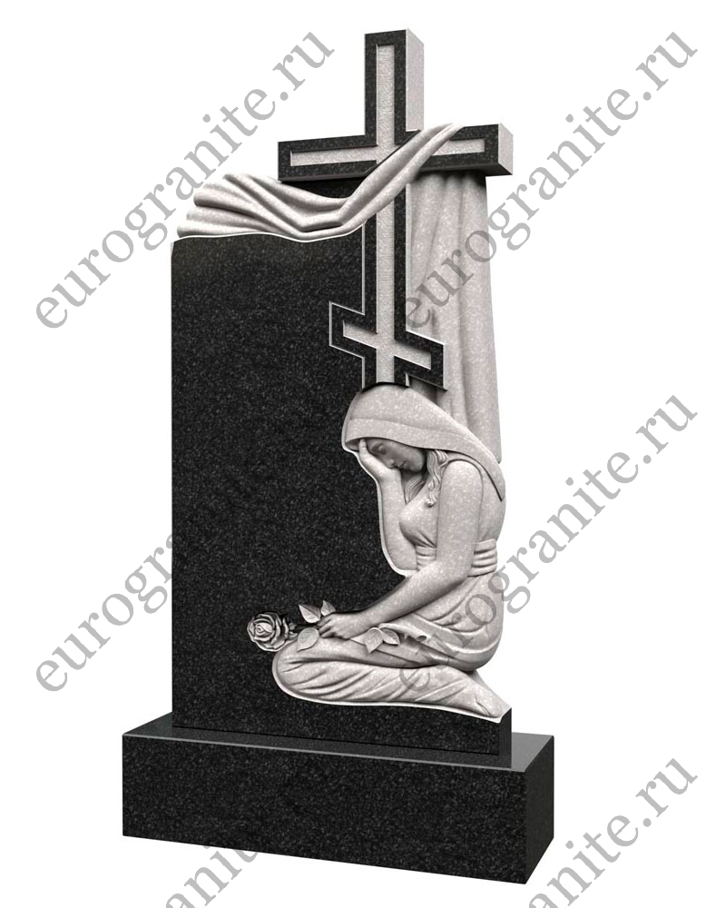 Памятник со скорбящей крестом и плащаницей PS-3
