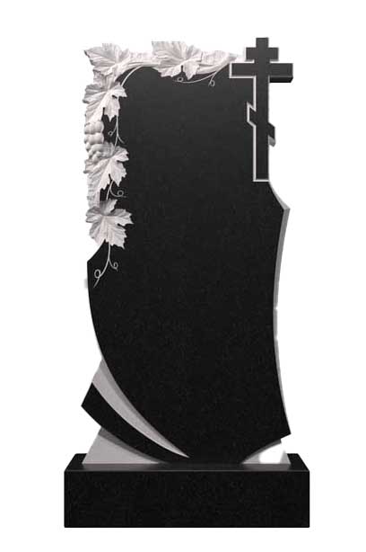 Гранитный памятник с виноградной лозой и крестом Д-22