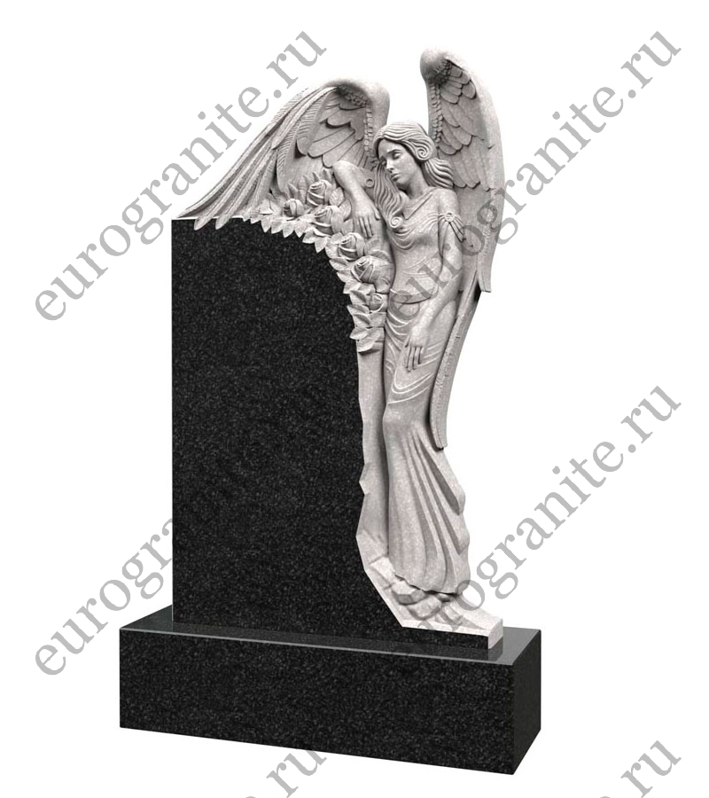 Памятник с ангелом и розами AG-6
