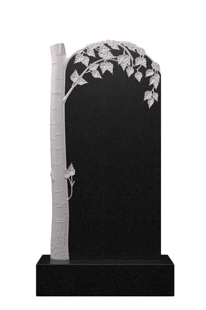 Вертикальный памятник из гранита с березой Д-33