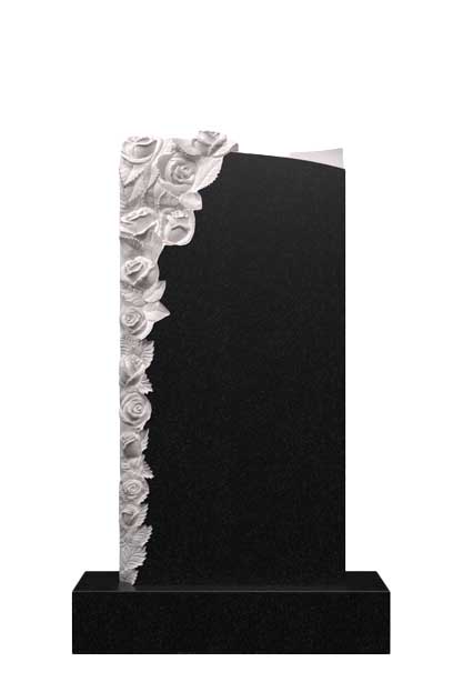 Вертикальный памятник из гранита с гирляндой из роз Ц-166