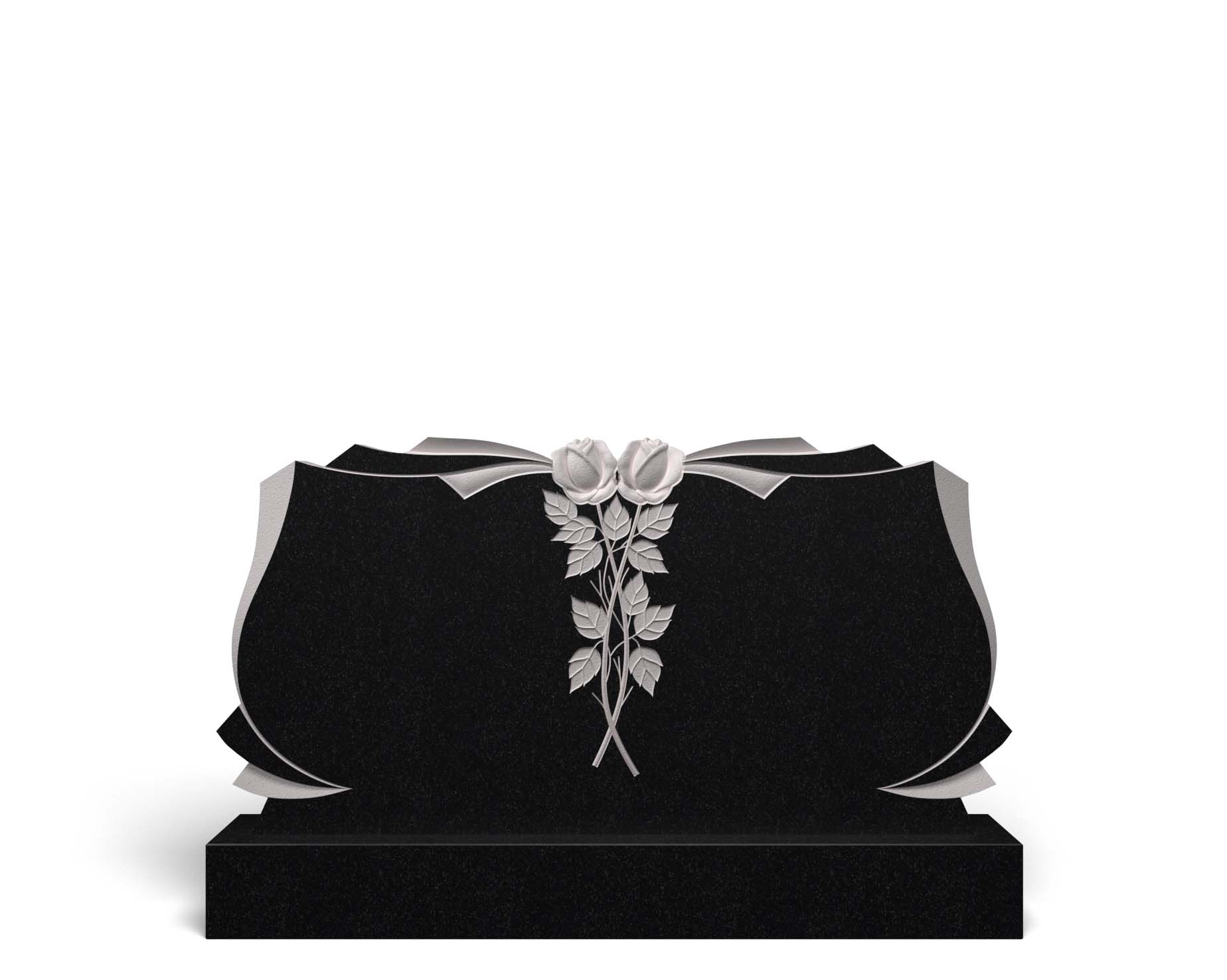 Горизонтальный памятник из гранита с розами и волнообразным силуэтом ГЦ-27