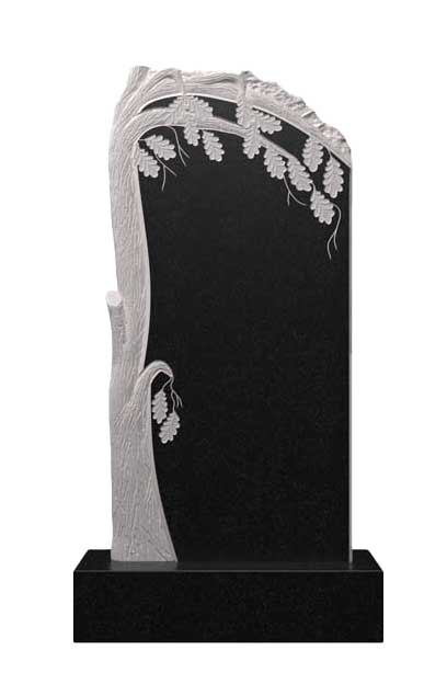 Вертикальный гранитный памятник с дубовым барельефом  Д-50