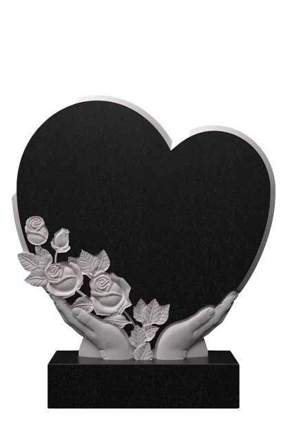 Памятник из граница в форме сердца с розами Ц-40 