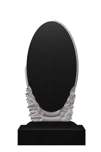 Памятник из гранита овальный с резным венком Д-34