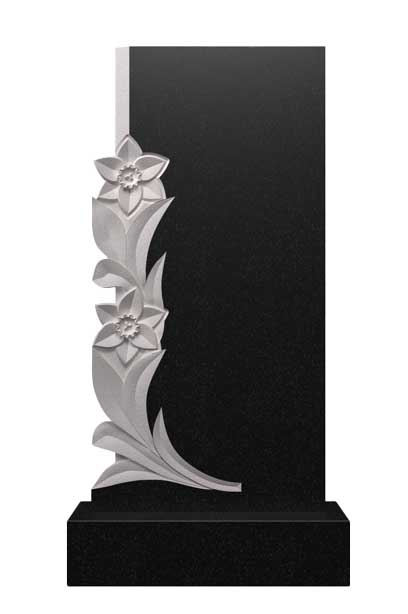 Вертикальный памятник из гранита украшенный лилиями Ц-108