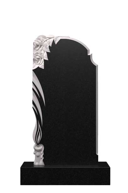 Вертикальный памятник из гранита с резной свечой и розами Ц-154