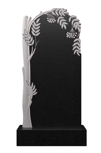 Вертикальный гранитный памятник с рябиновой аркой Д-58