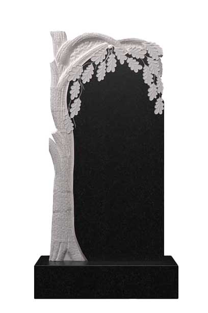 Вертикальный гранитный памятник с дубовой аркой Д-42