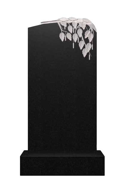 Вертикальный гранитный памятник березовой ветвью  Д-55