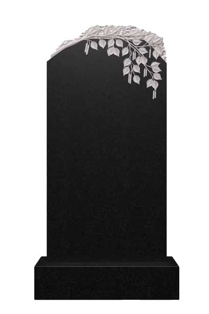 Вертикальный гранитный памятник ветвь с листьями д-44