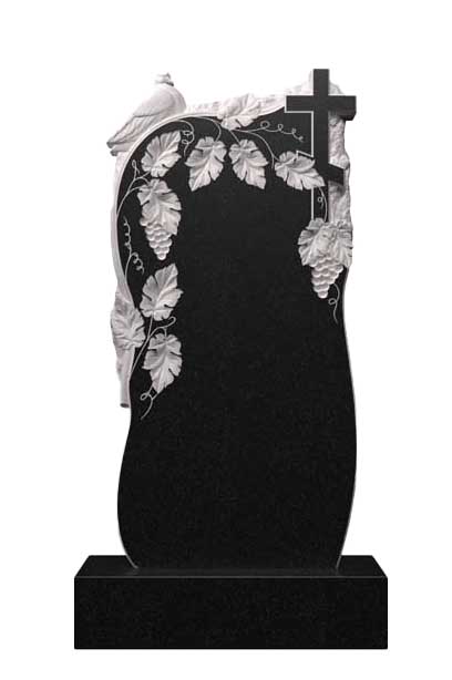 Гранитный памятник с виноградной лозой, голубем и крестом Д-15