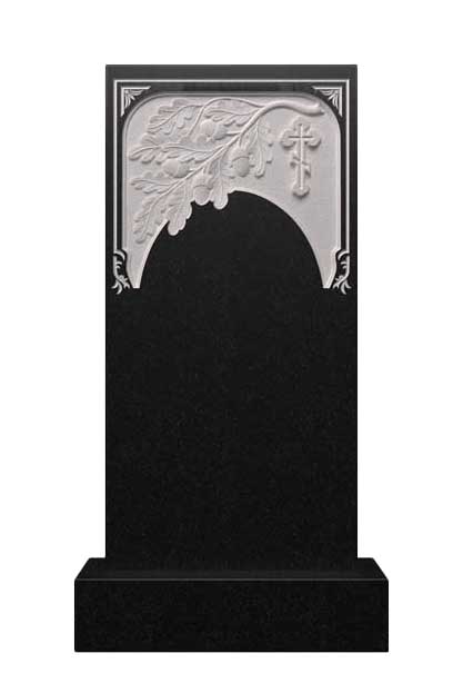 Гранитный памятник с дубовым орнаментом и арочной резьбой Д-12