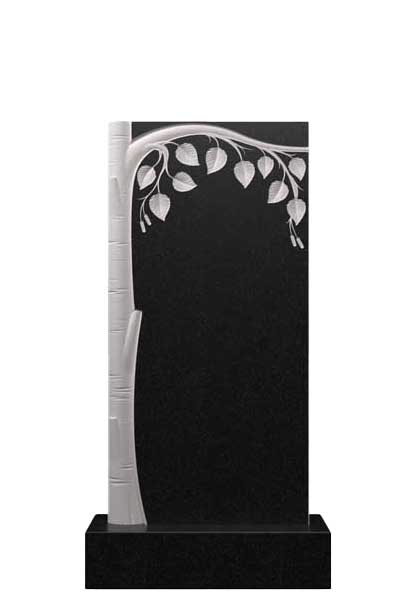 Вертикальный памятник из гранита с березой Д-80