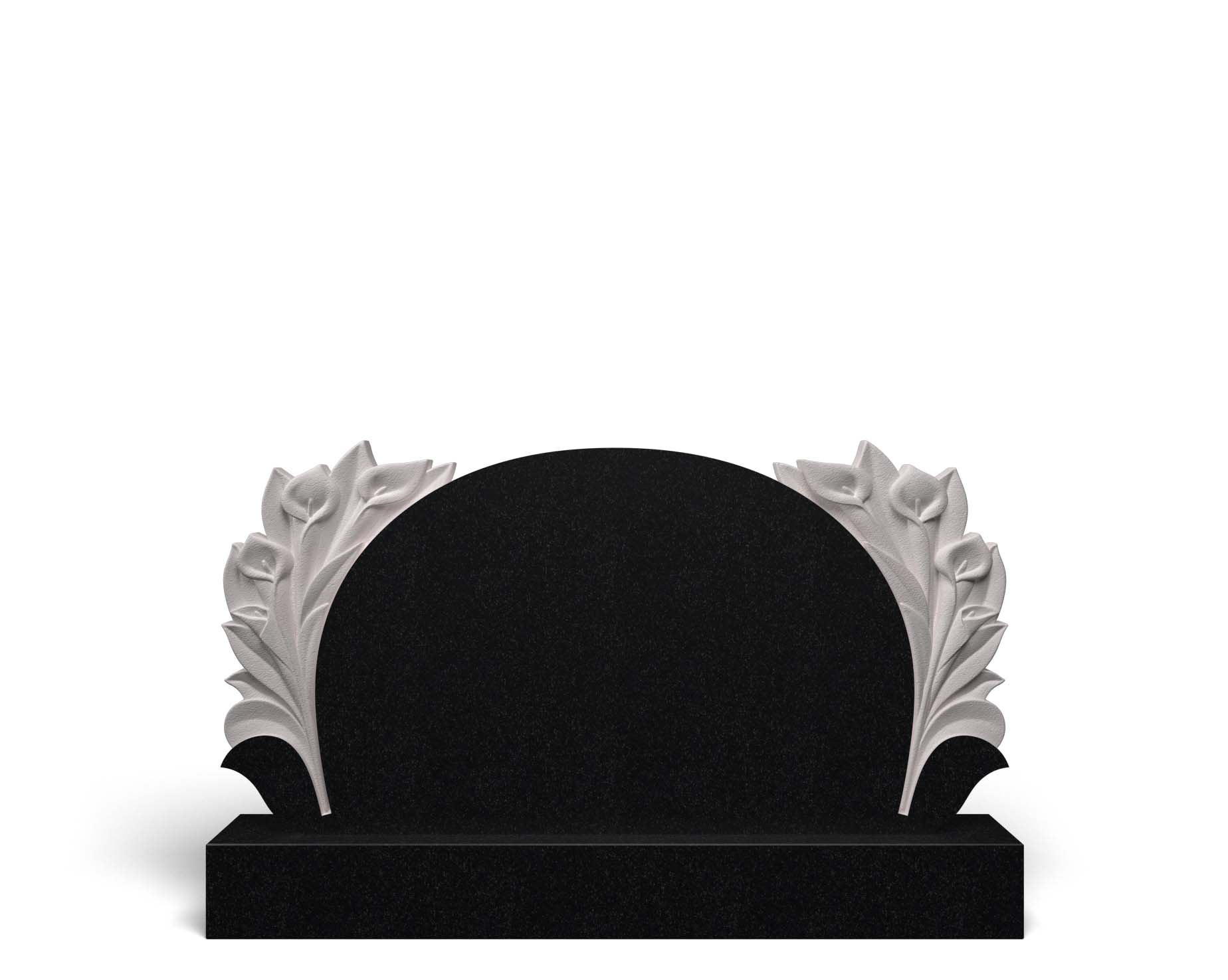 Горизонтальный памятник из гранита с арочным верхом и цветами ГЦ-37