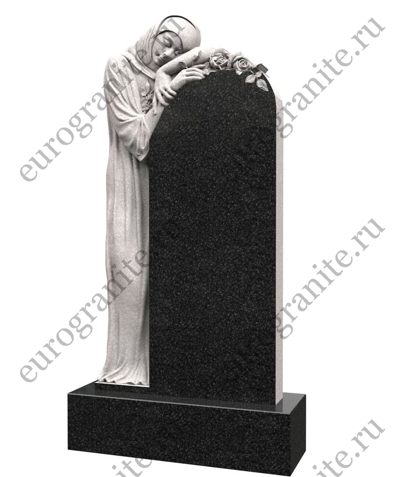 Памятник со скорбящей и розами PS-6
