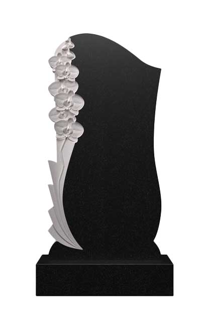 Вертикальный памятник из гранита с ветвью орхидеи Ц-139