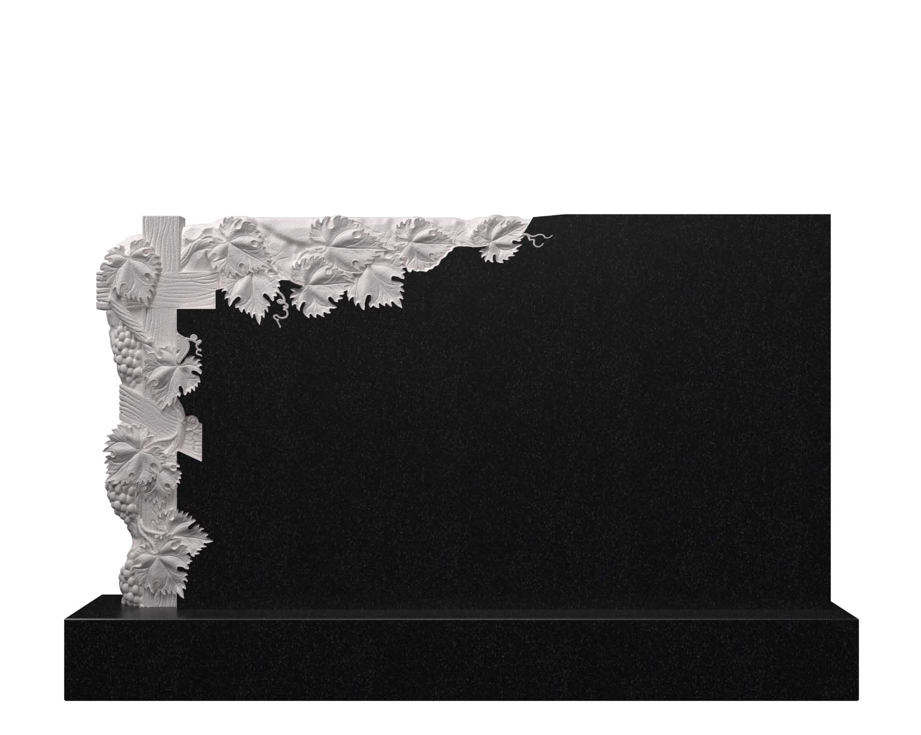 Горизонтальный памятник из гранита виноградная лоза с крестом ДГ-11