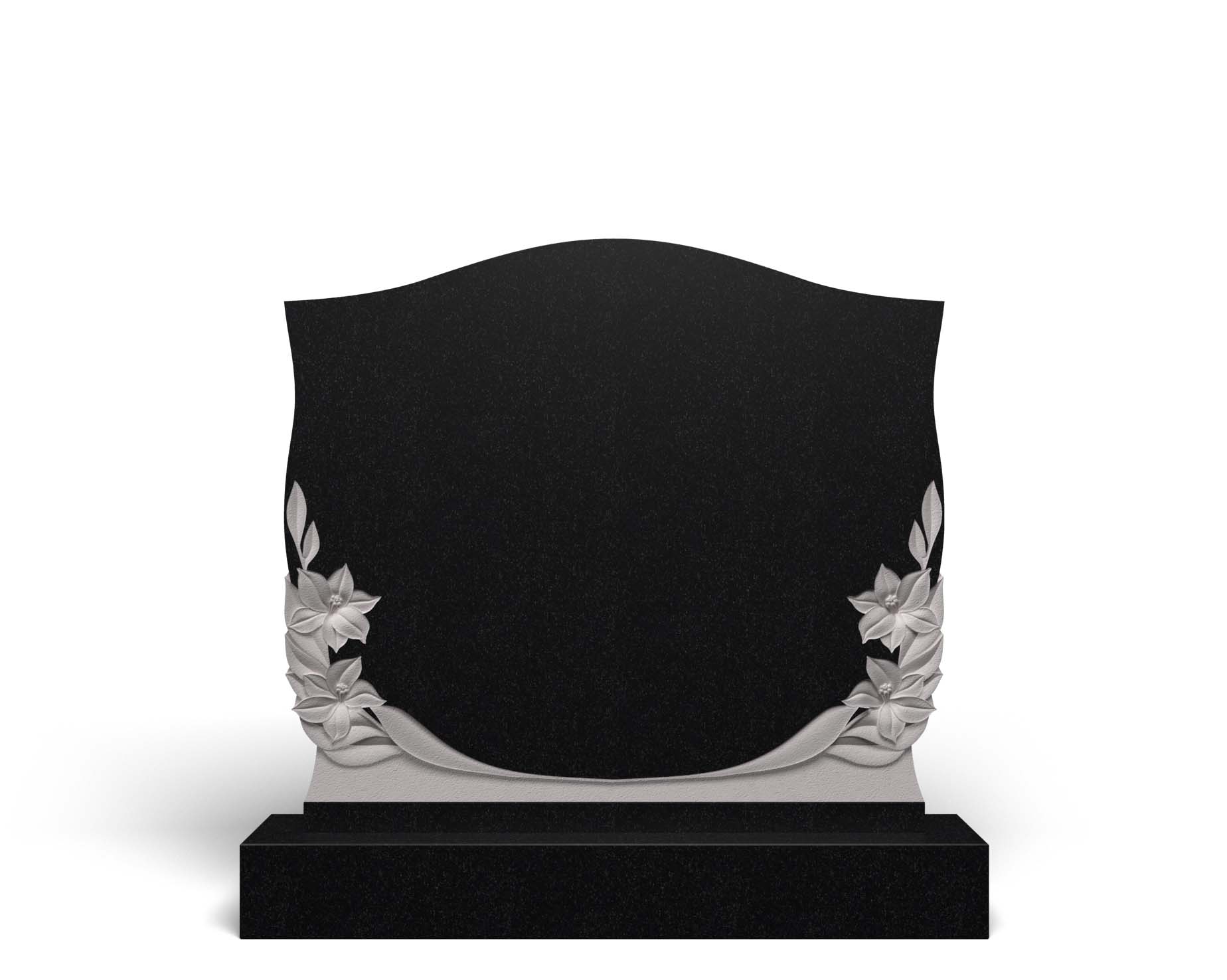 Горизонтальный памятник из гранита с лилиями ГЦ-32