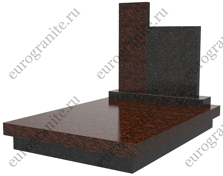 Двойной комбинированный Европейский Памятник с могильной плитой ЕВРО-8