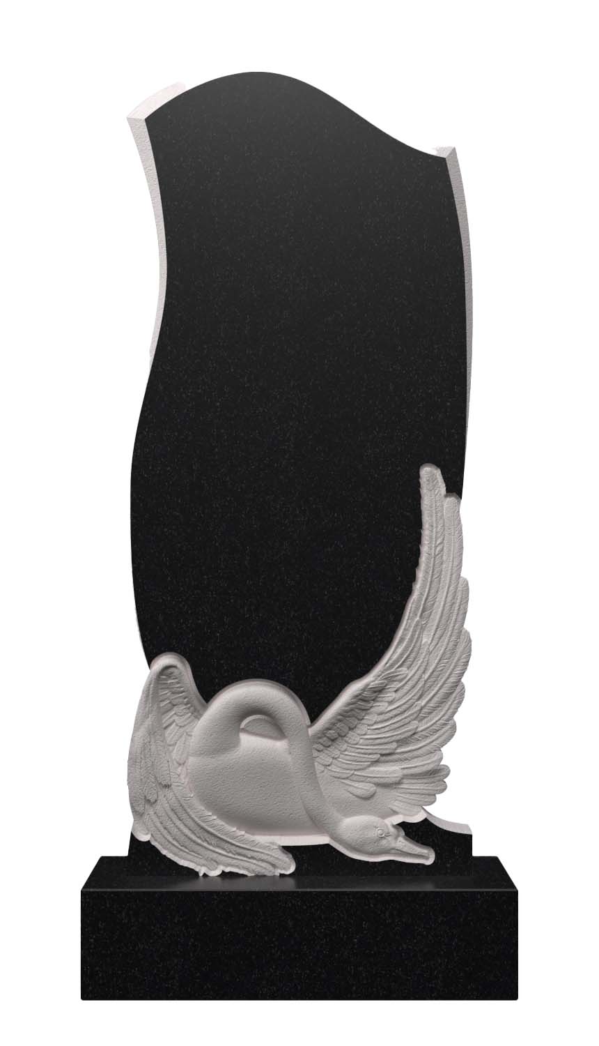 Вертикальный памятник из гранита с лебедем АВ-58