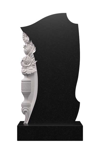 Вертикальный памятник из гранита "Ваза с розами" Ц-130