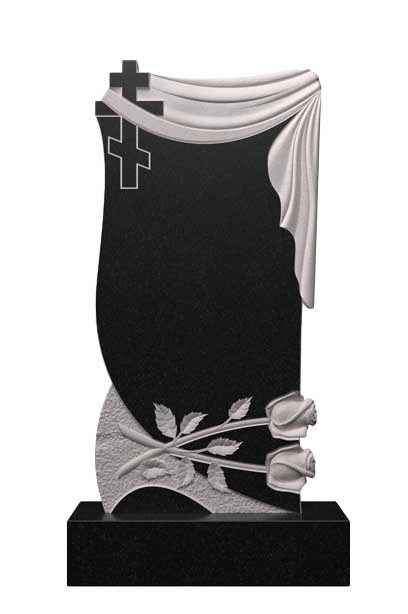 Вертикальный памятник из гранита с плащаницей и крестом Ц-111