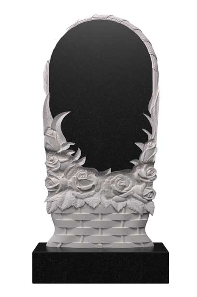 Вертикальный памятник из гранита "Корзина роз" Ц-80