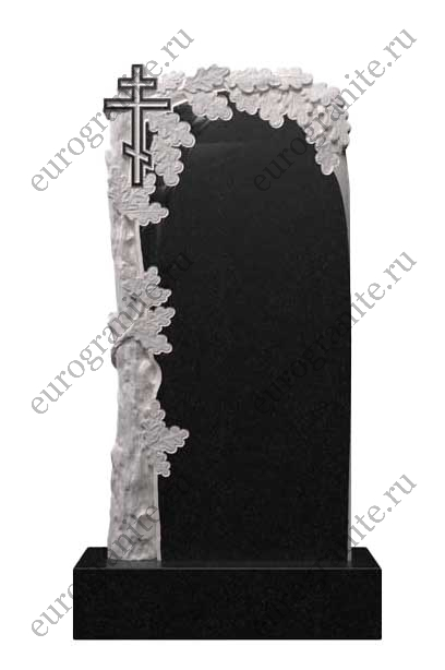 Гранитный памятник с дуб и крестом Д-19