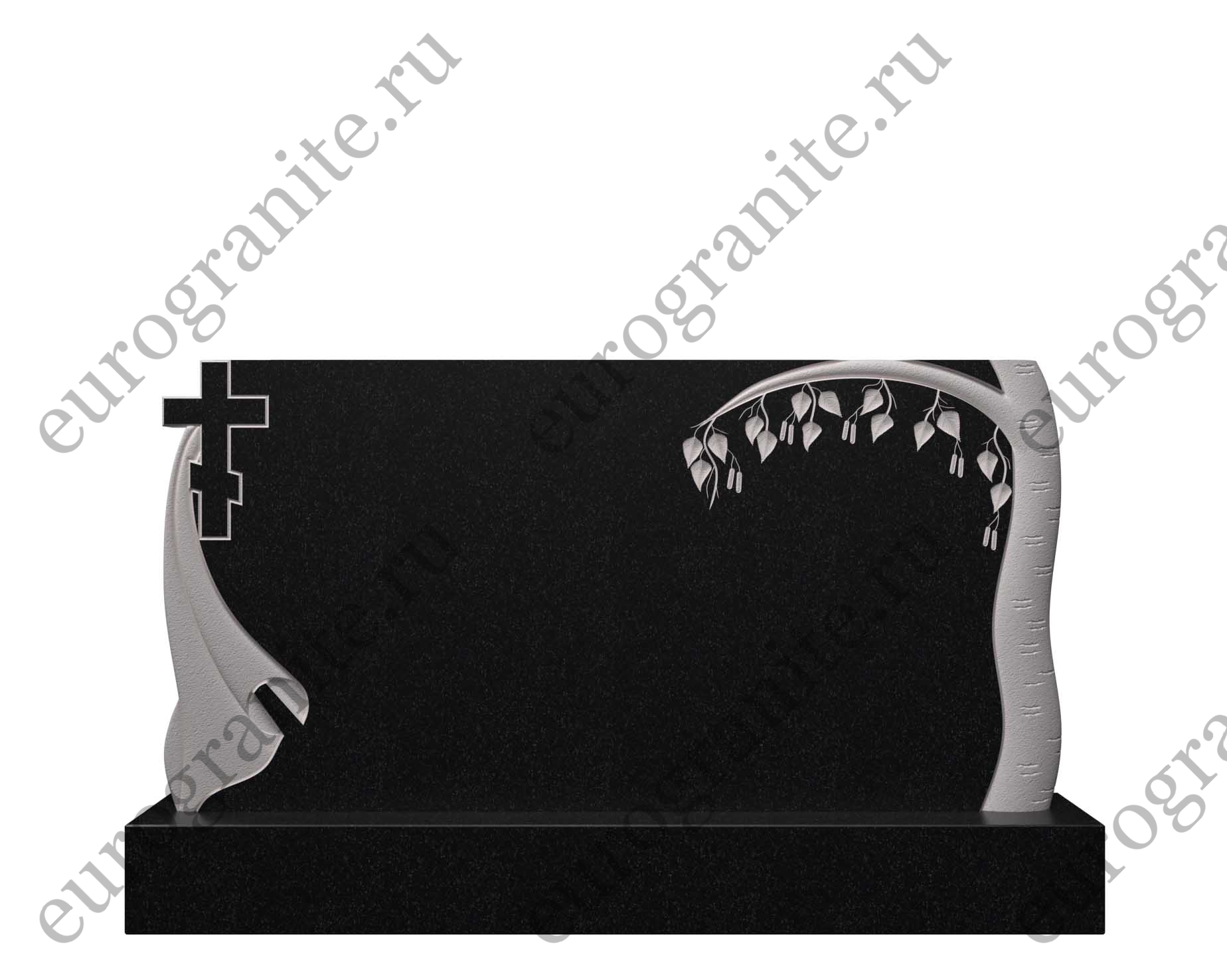 Горизонтальный памятник из гранита «Берёзовая асимметрия» ДГ-4