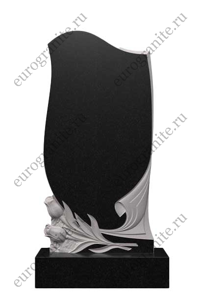 Вертикальный памятник из гранита с тюльпанами Ц-49