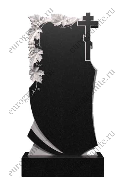 Гранитный памятник с виноградной лозой и крестом Д-22