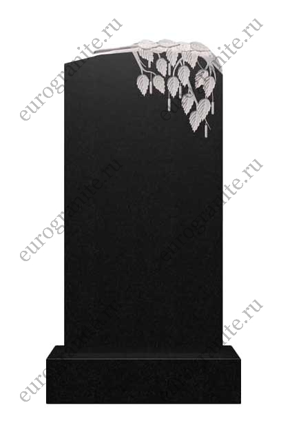 Вертикальный гранитный памятник березовой ветвью  Д-55