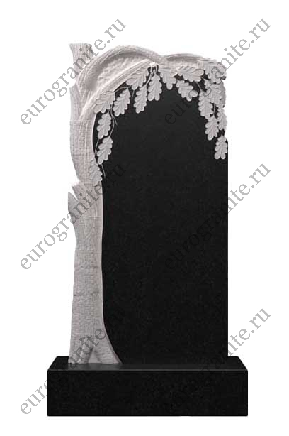 Вертикальный гранитный памятник с дубовой аркой Д-42
