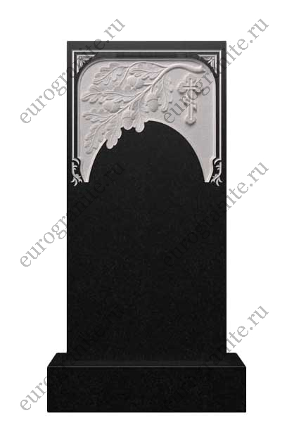 Гранитный памятник с дубовым орнаментом и арочной резьбой Д-12