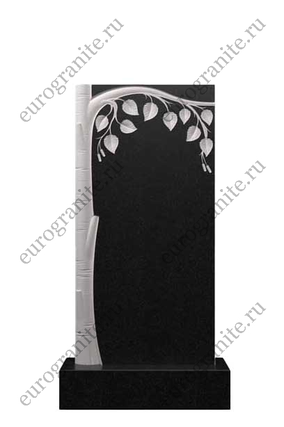 Вертикальный памятник из гранита с березой Д-80