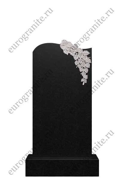 Вертикальный гранитный памятник с резным растительным орнаментом Д-81