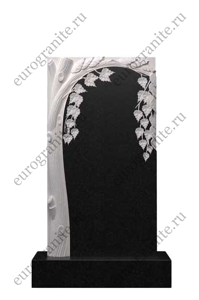 Вертикальный гранитный памятник с березой Д-64