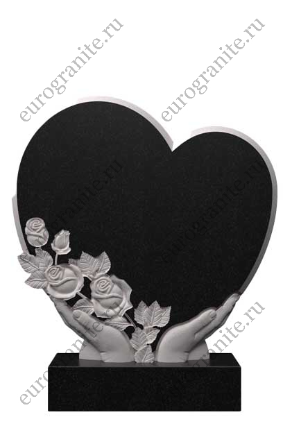 Памятник из граница в форме сердца с розами Ц-40 