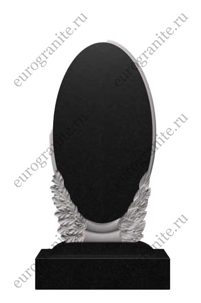 Памятник из гранита овальный с резным венком Д-34