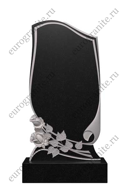 Вертикальный памятник из гранита с двумя розами Ц-131