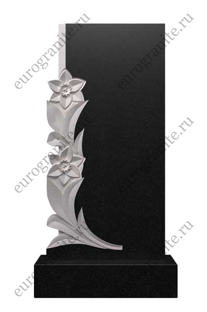 Вертикальный памятник из гранита украшенный лилиями Ц-108