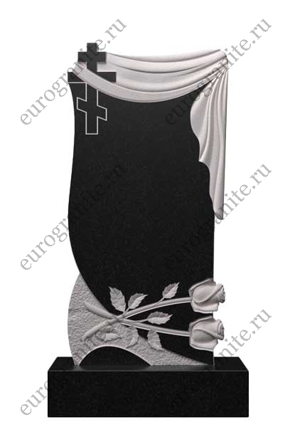 Вертикальный памятник из гранита с плащаницей и крестом Ц-111