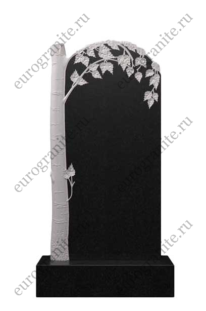 Вертикальный памятник из гранита с березой Д-33