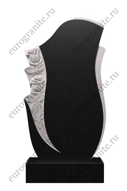 Вертикальный памятник из гранита с двумя розами Ц-123