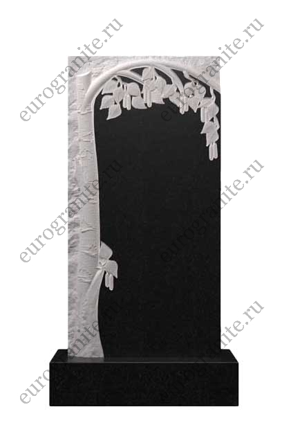 Вертикальный гранитный памятник с березовой аркой Д-36