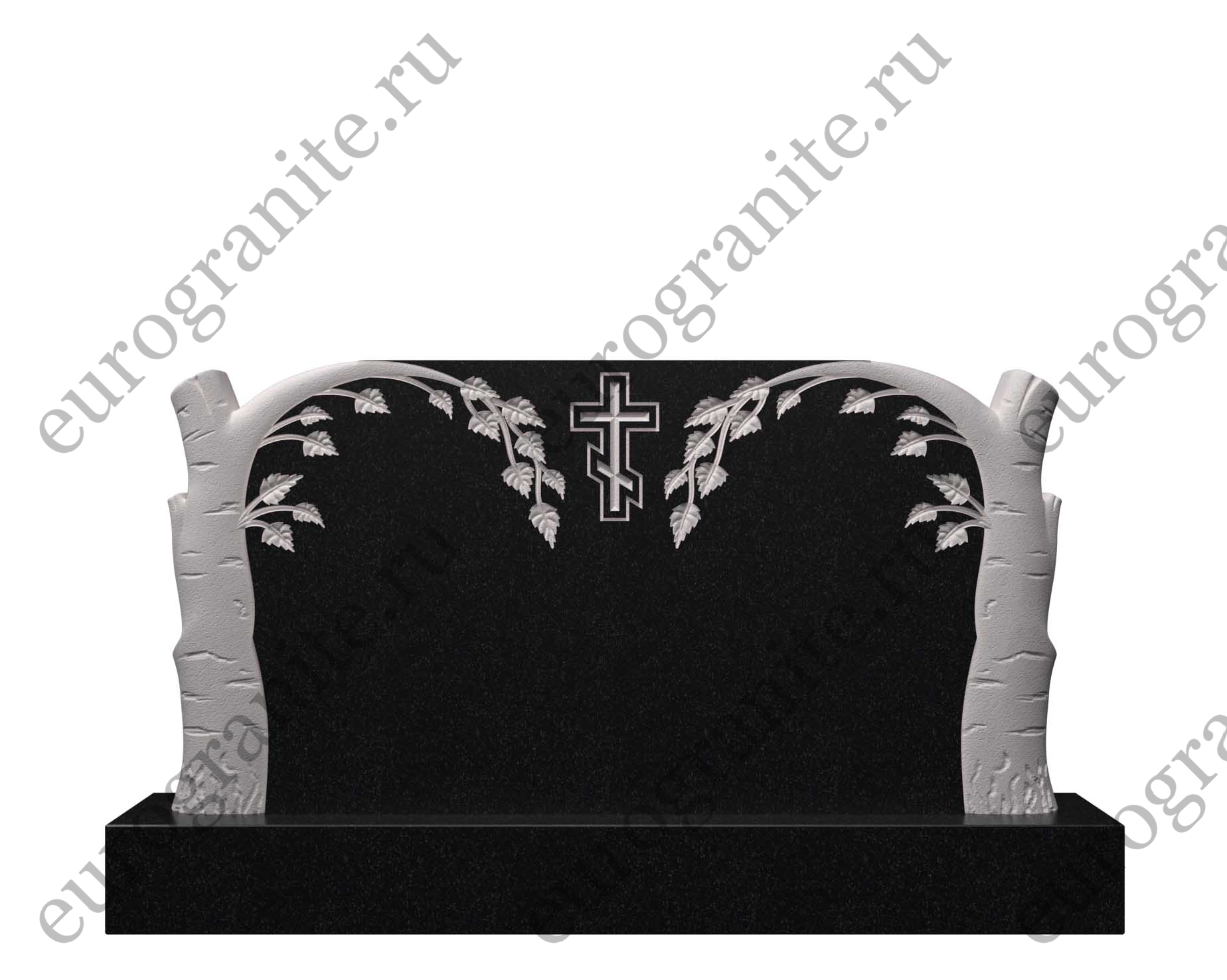 Горизонтальный памятник из гранита "Березовая сень" ДГ-2